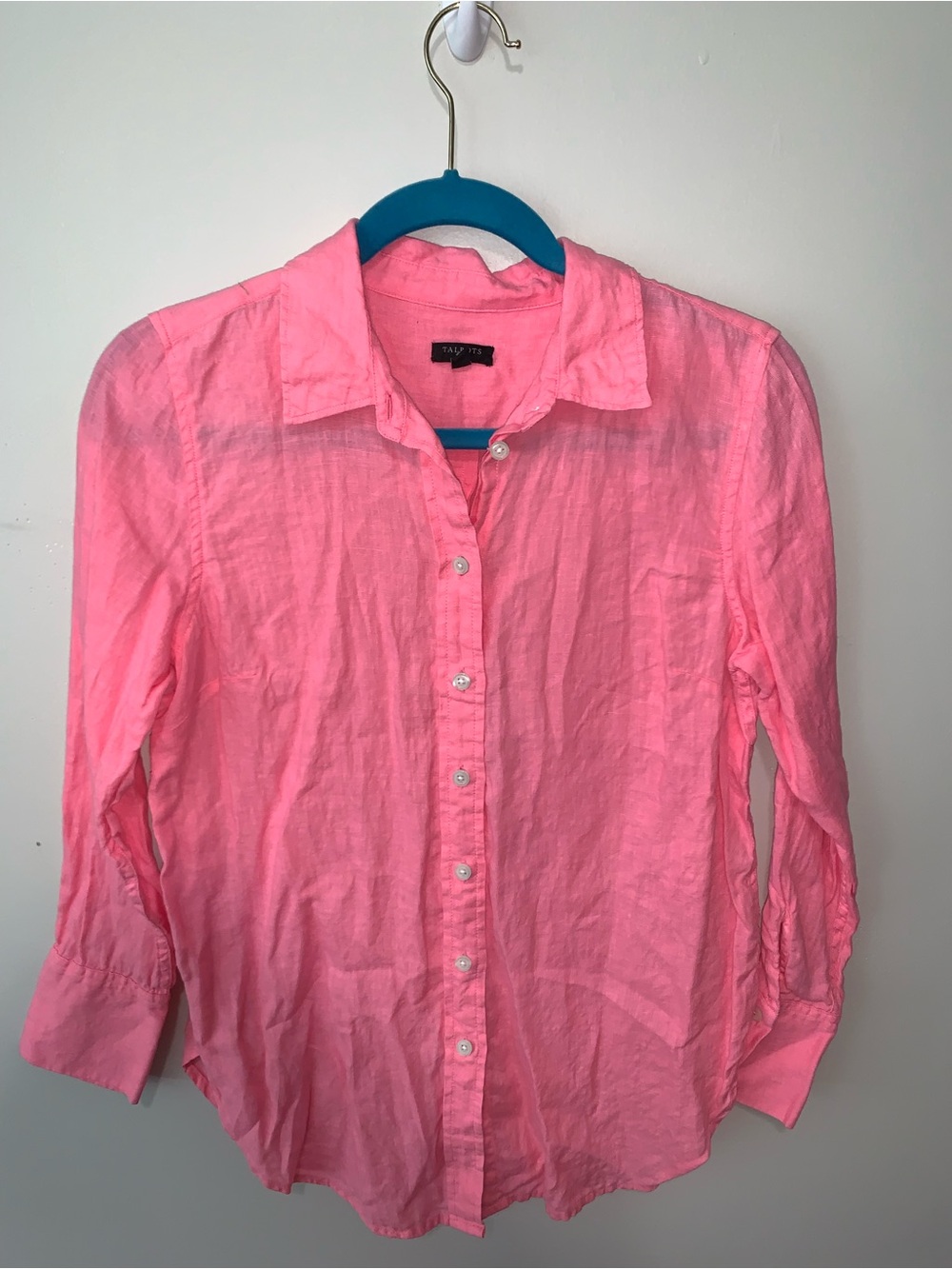 Talbots Pink Button-Down Linen Shirt